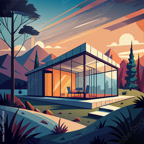 sunset over the city