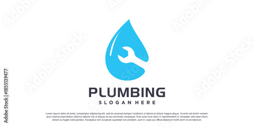 Plumbing logo with creative element concept Premium Vector