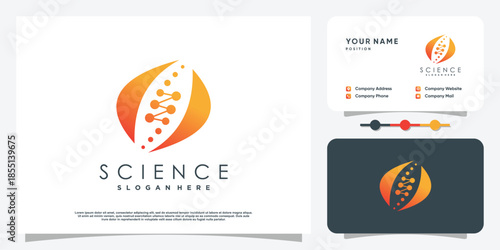 Science logo with creative element concept Premium Vector