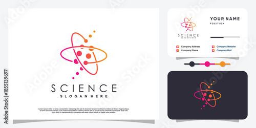 Science logo with creative element concept Premium Vector