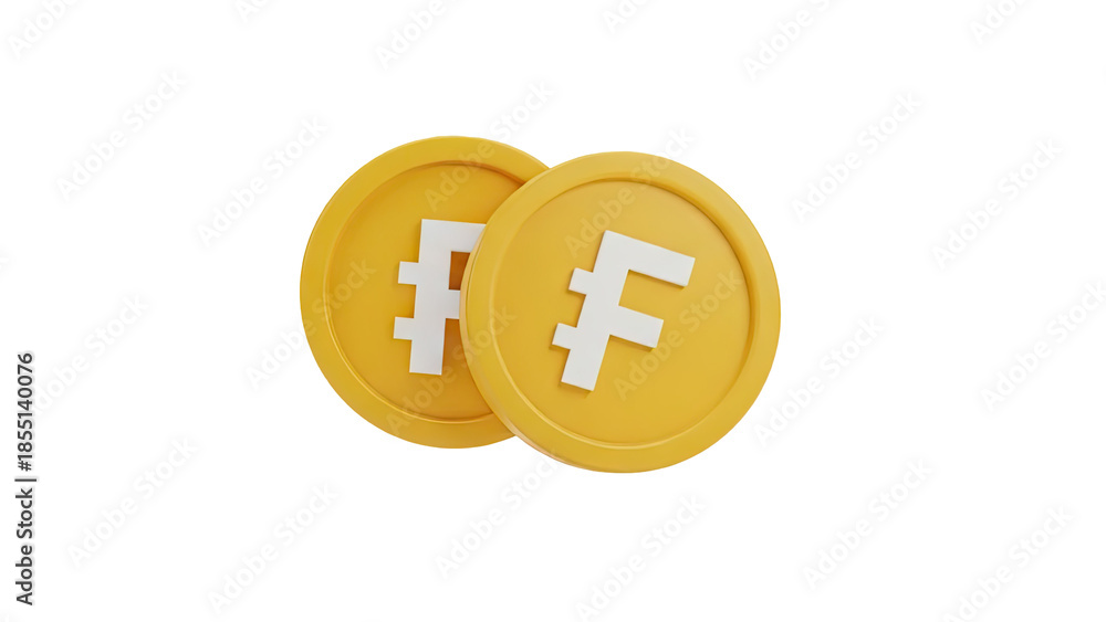 Obraz premium 3D Two gold coins with 