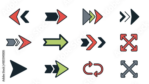Set of different arrow icons and symbols for user interface design