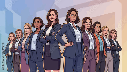 Diverse Group of Business Women Standing Together.