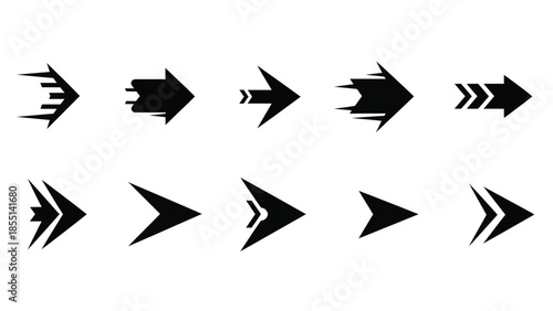 Collection of Diverse Black Arrows on a White Background for Design
