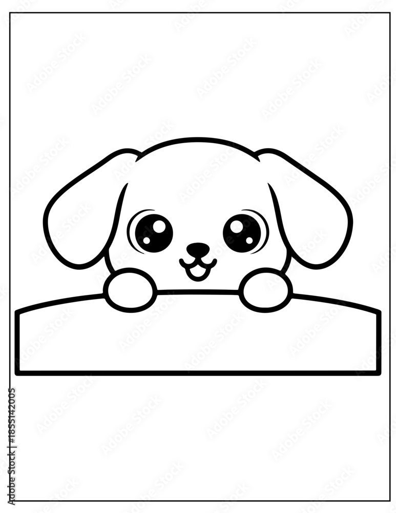 Fototapeta premium Bold Kawaii Dogs Coloring Book for Stress Relief