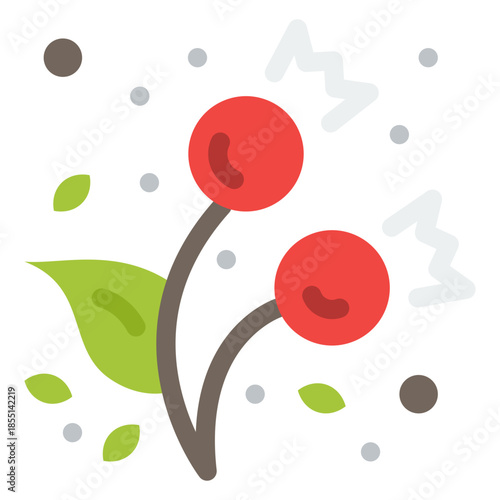 Cheerful Cherry Illustration: A vibrant illustration showcasing two plump cherries, their glossy red hue contrasting with the subtle background elements, and evoke a sense of freshness and delight.