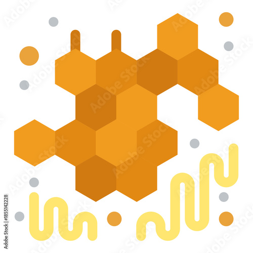 Honeycomb's Structure: Geometric and abstract, an illustrated honey cell with its intricate hexagonal structure, inviting us to explore the sweetness and complexity of nature's design. 