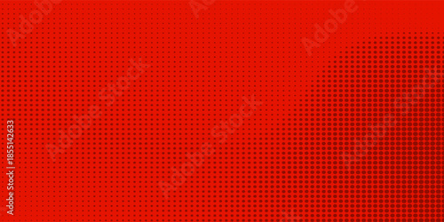 Background red and crimson pop art background with halftone dots in comic dots mode