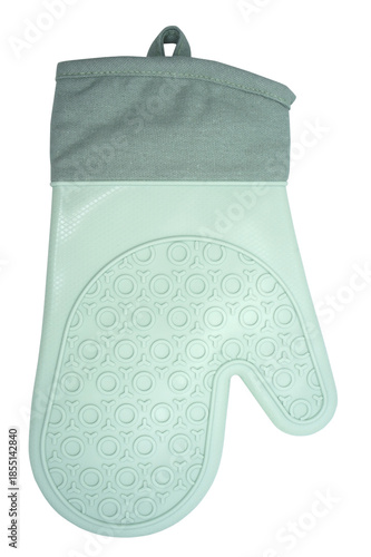Silicone Glove for Kitchen isolated on white background. Resistant anti-slip mitten for oven. Hand protection Potholder.