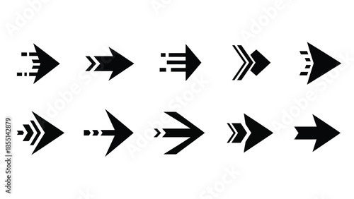 Collection of Various Black Arrow Icons for Design and Navigation
