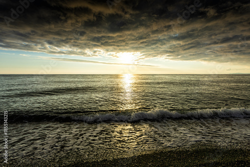 Scenic morning on the sea shore