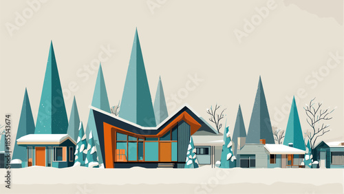 Modernist Winter Wonderland: A Mid-Century Home in a Snowy Landscape.