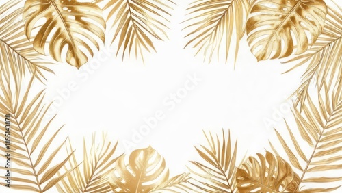 Gold tropical leaves frame