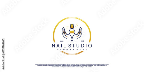 Nail beauty logo for business with creative concept Premium Vector