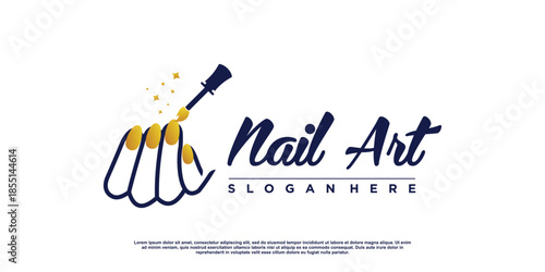 Nail beauty logo for business with creative concept Premium Vector