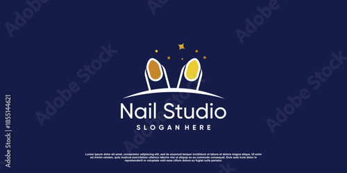 Nail beauty logo for business with creative concept Premium Vector