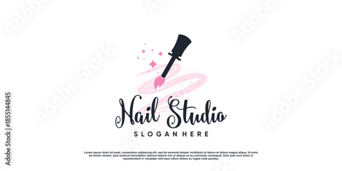 Nail beauty logo for business with creative concept Premium Vector