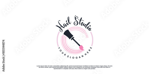 Nail beauty logo for business with creative concept Premium Vector