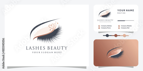 Lash logo design for beauty with creative element Premium Vector
