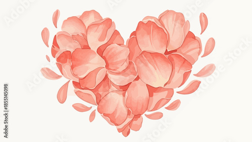 Heart Shaped Pink Flower Petals Illustration.