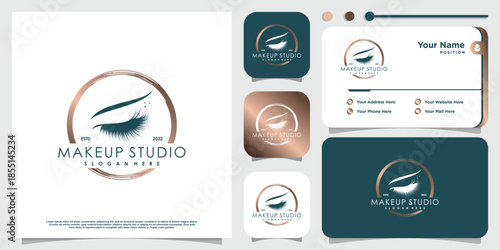 Lash logo design for beauty with creative element Premium Vector