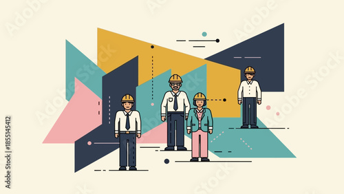 Illustration of Business Professionals Standing Together.