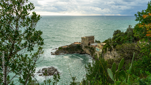 view of a bay and beach of the Erchie village, from Amalfi coast
