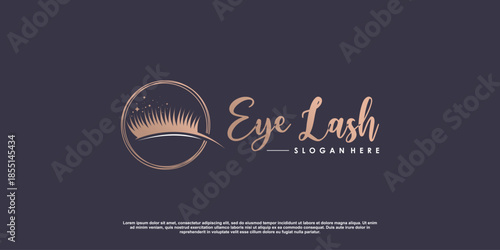 Lash logo design for beauty with creative element Premium Vector