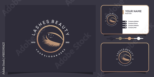 Lash logo design for beauty with creative element Premium Vector