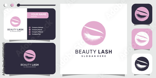 Lash logo design for beauty with creative element Premium Vector