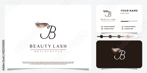 Lash logo design for beauty with letter B concept Premium Vector
