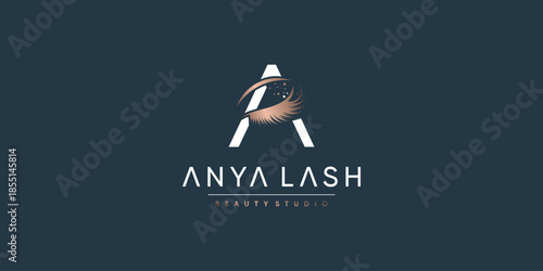 Lash logo design for beauty with letter A concept Premium Vector