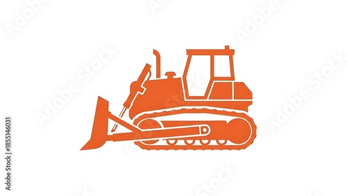 An orange silhouette icon representing a powerful bulldozer with a front blade and crawler tracks on a plain white background.