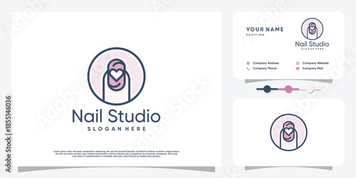 Nail beauty logo design for beauty with creative element concept Premium Vector