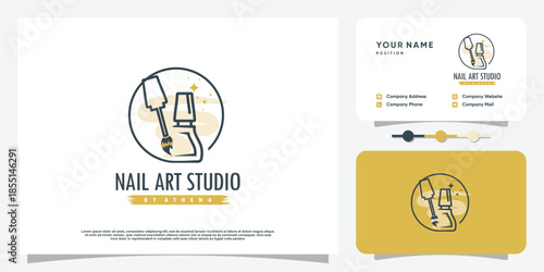 Nail beauty logo design for beauty with creative element concept Premium Vector