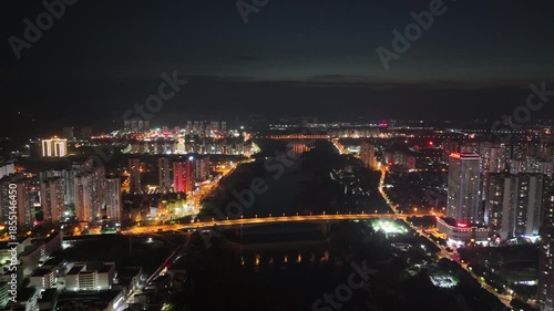 Wallpaper Mural Laibin City Night Aerial View - Hongshui River, Guangxi China Torontodigital.ca