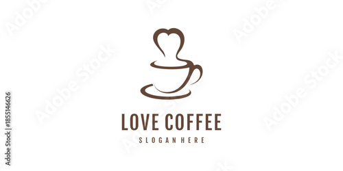Coffee logo design with love concept Premium Vector