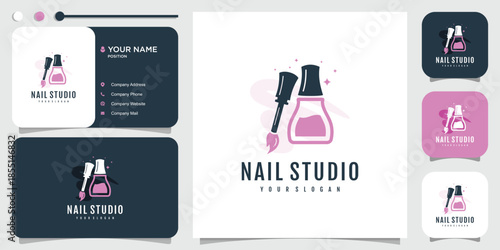 Nail beauty logo design with creative element style for fashion Premium Vector