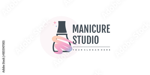 Nail beauty logo design with creative element style for fashion Premium Vector