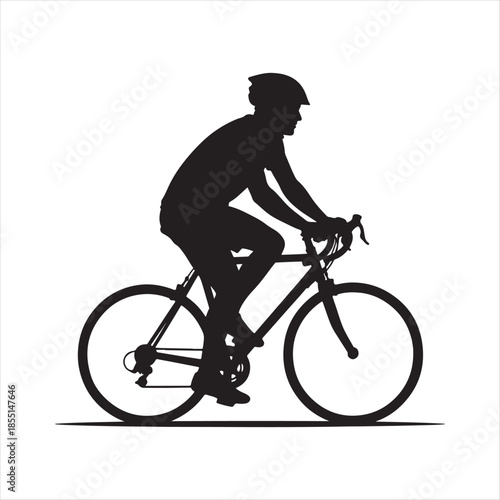 Cyclist riding bicycle silhouette active lifestyle sport vector illustration