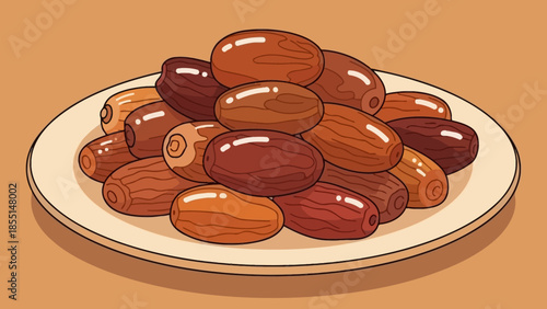 Plate of Dates Fruit Illustration.