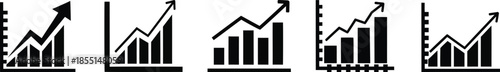 Business Growth Chart Icon Set Financial Data Visualization and Analytics Graphics