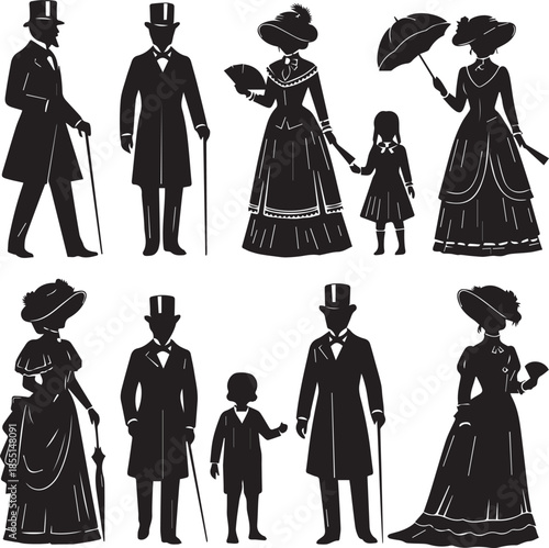 PrVictorian era family portraits in silhouetteint