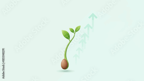 Sprouting Seedling with Green Leaves Growing.