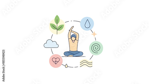 Woman Practicing Yoga with Nature Elements.