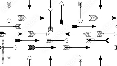 Black and White Arrows Pattern Design.