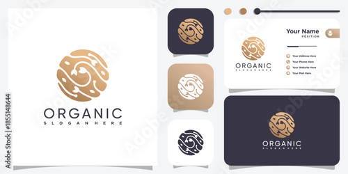 Nature organic logo design with unique concept Premium Vector