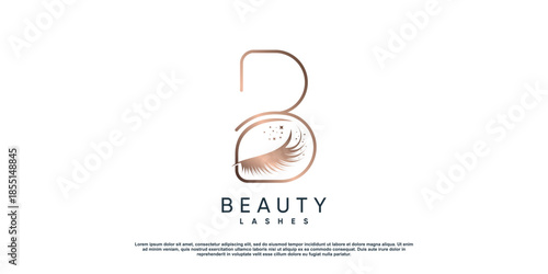 Letter B logo design with lash concept Premium Vector