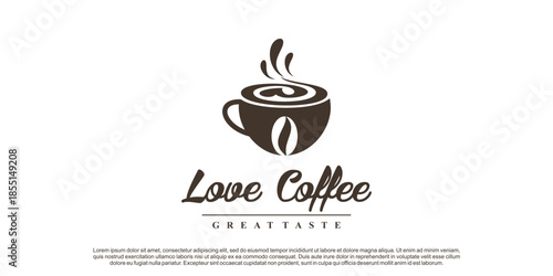 Coffe logo design with love element concept Premium Vector