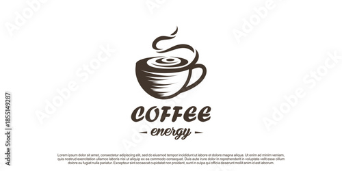 Coffe logo design with energy element concept Premium Vector